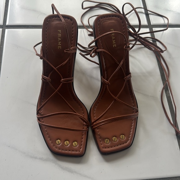 FRAME Le Doheny Strappy Brown Heeled Sandals. Size 7 / EU 37.5. - Picture 5 of 14